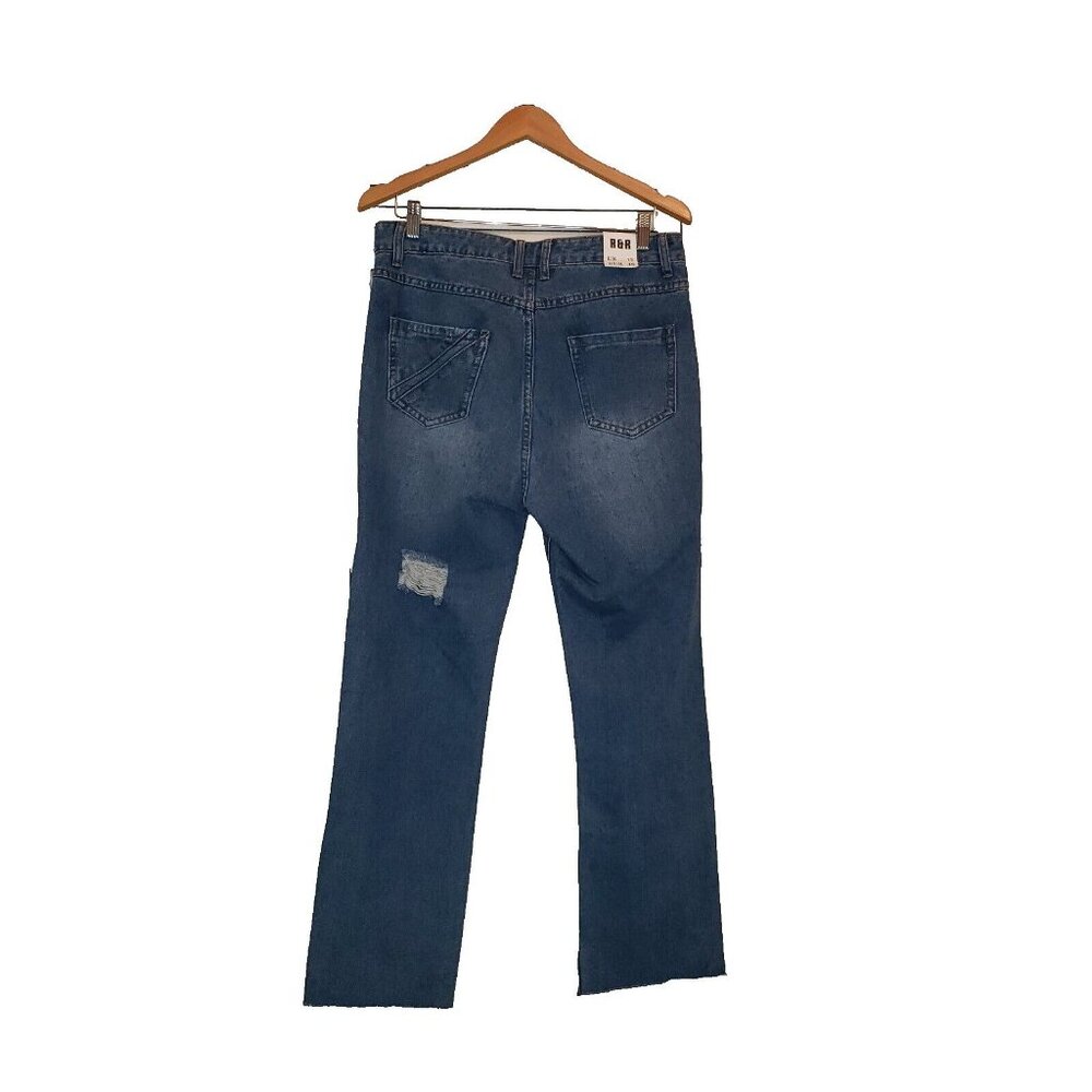 The Rockn Rev Jeans Women's Size 8 Step Hem Straight Leg Distressed Jeans NWT - Picture 2 of 15